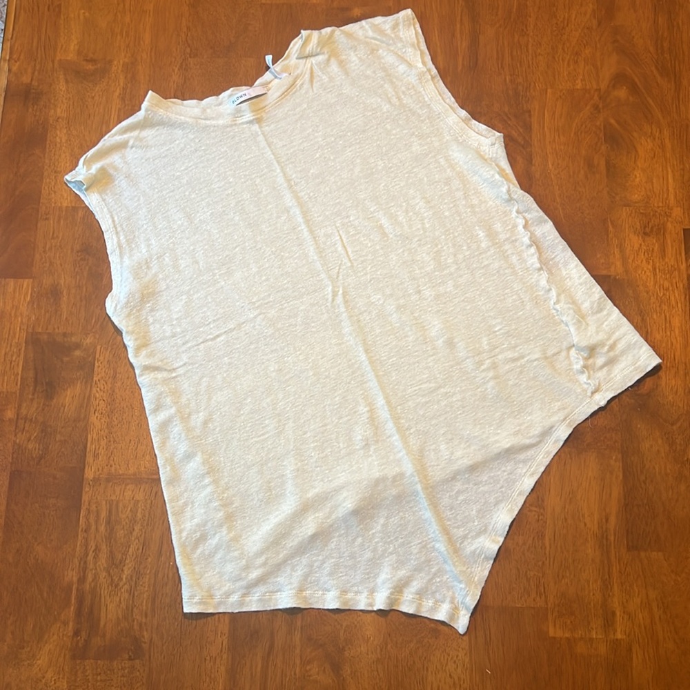 BLDWN 100% Linen Knot Front Sleeveless Tank Size L